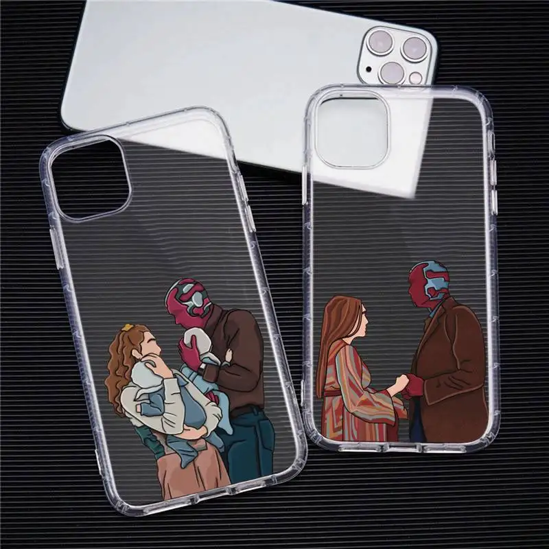 

Marvel Popular TV series Wanda Vision Phone Case Transparent For iphone 13 12 11 Pro Max Mini XS Max 8 7 Plus X SE 2020 XR cover