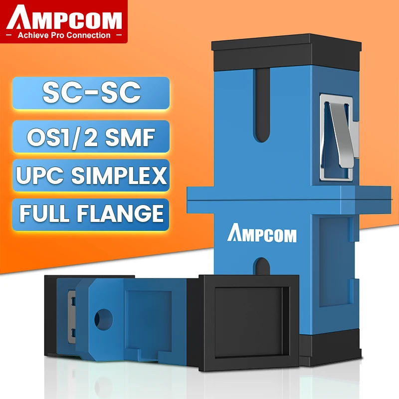 AMPCOM SC to SC Fiber Coupler OS1/OS2 OM1 OM2 OM3 OM4 OM5 Singlemode Fiber Optic Adapter Female to Female APC UPC Simplex Duplex