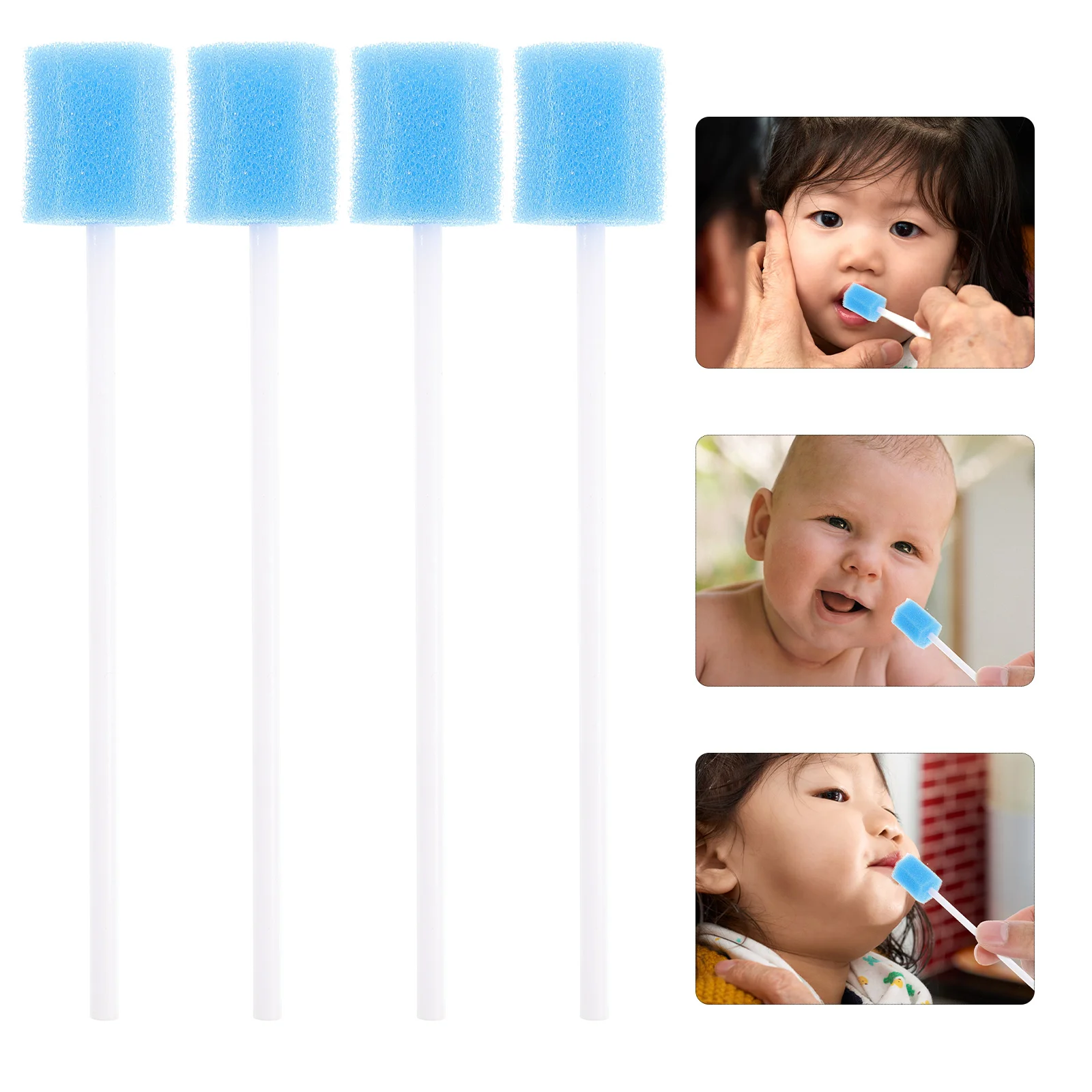 

100pcs Swab Mouth Swabs Sponge Cleaning Sponge Care Tool for Gum Cleaning Sponge Swab Blue