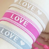 handmade bracelet embroidered words woven friendship bracelet adjustable size knotted tassel bracelet for lover and relatives
