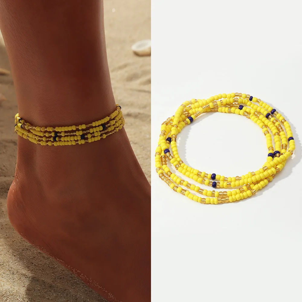 Модные геометрические браслеты на ногу в стиле бохо женские богемные пляжные