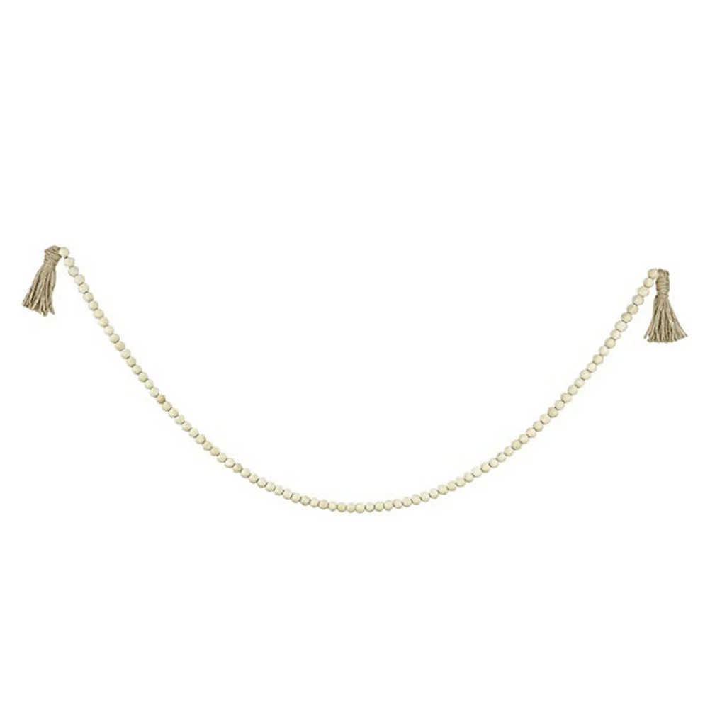 

Decor Beads Garland Bead Farmhouse Wooden Wood Home Tassel Rustic Wall Hanging Tassels Decorative String Prayer Christmas