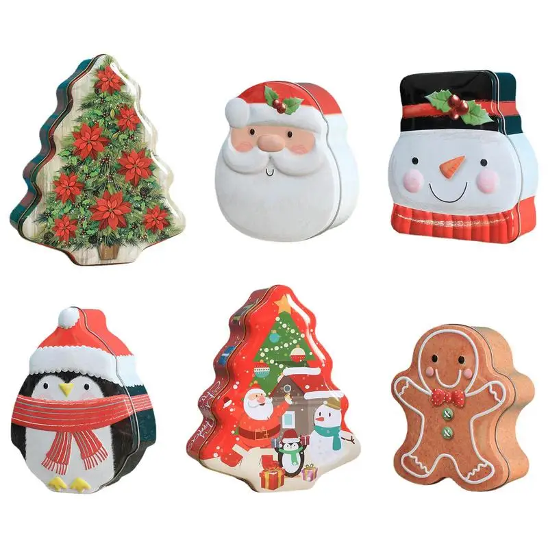 

Christmas Cookie Tins Tinplate Christmas Candy Gift Box Empty Metal Cookie Chocolate Tin Jar Holder Containers For Party Decor