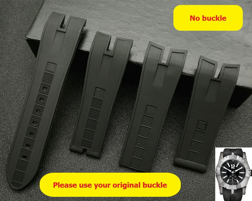 

Luxury brand 26.5 Black nature rubber silicone watchband watch strap band For Roger Dubuis for EasyDiver series 46mm dial logo