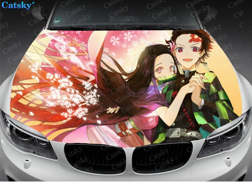 

Ghost Killing Blade Demon Slayer Anime Car Floor Mats,Car hood wrap lion decal, bonnet vinyl sticker, full color graphic