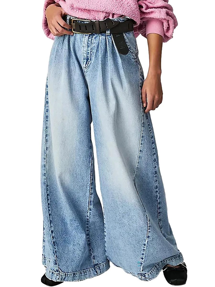 

Women’s Mid Rise Wide Leg Jeans High Waist Baggy Jeans for Women Loose Boyfriends Jeans Denim Pants Y2K