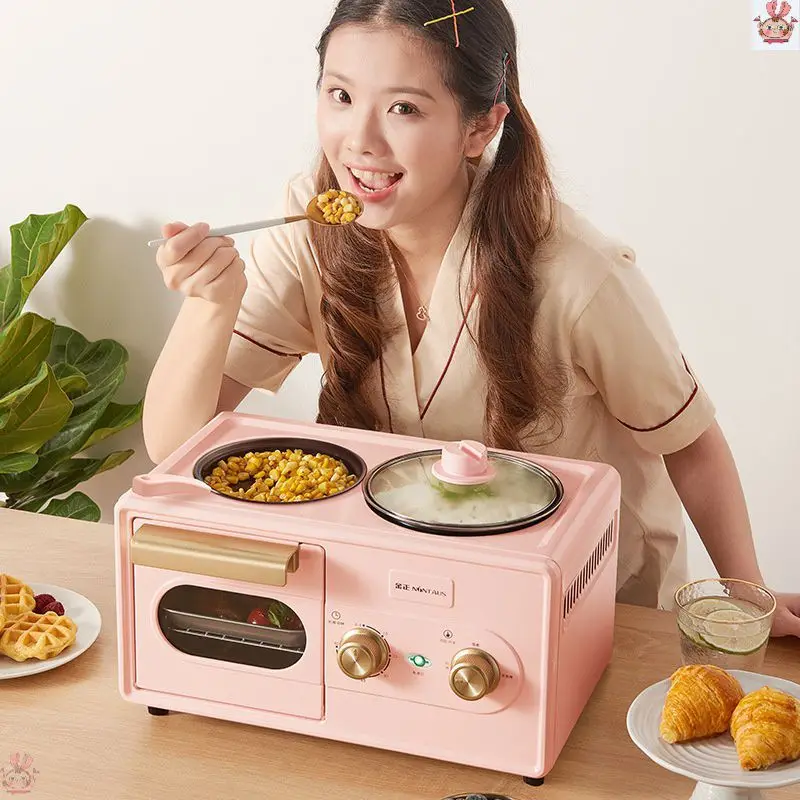 

Household small breakfast machine multifunctional oven 3-in-1 toast electric cooker one machine multi-purpose fast cooking