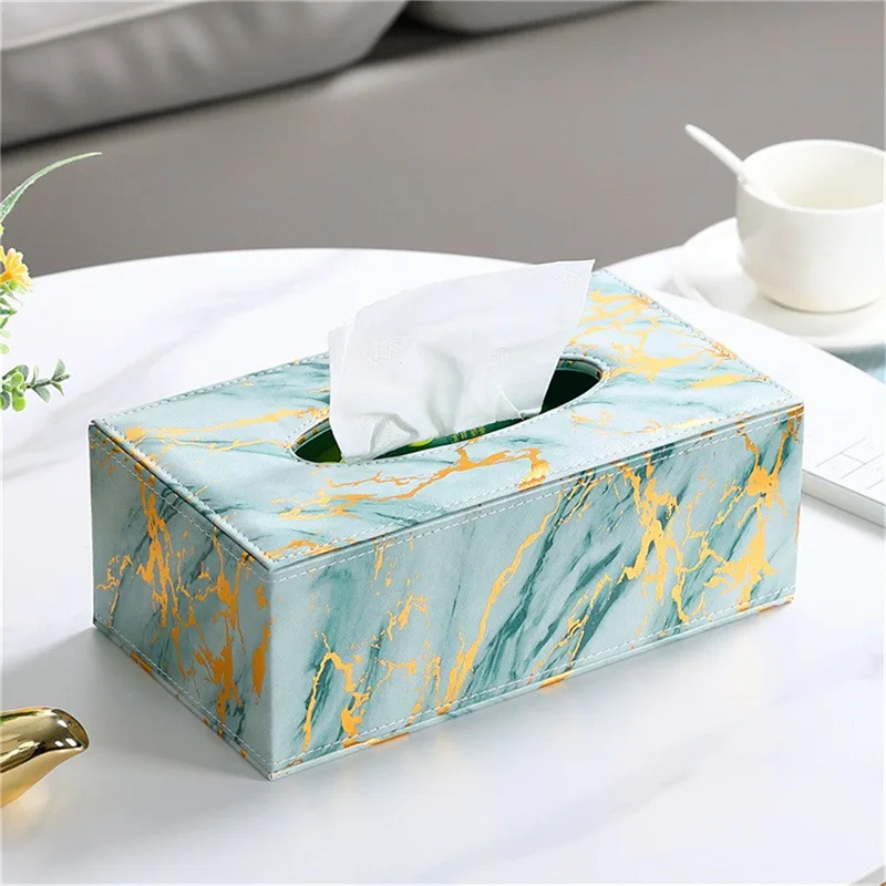 

Marble Stripes PVC Leather Tissue Box Napkin Toilet Paper Holder Home Living Room Decoration Bedroom Desktop Paper Storage Box