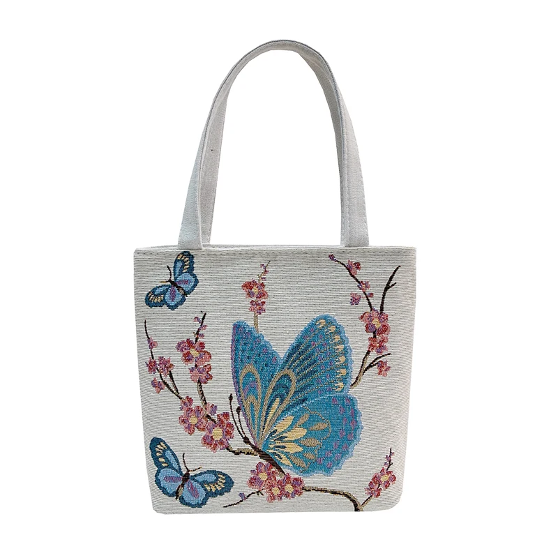 

Female Versatile Canvas Embroidery Handbag Light Large-capacity Ethnic Style Travel Casual Female High Quality Shopping Tote Bag