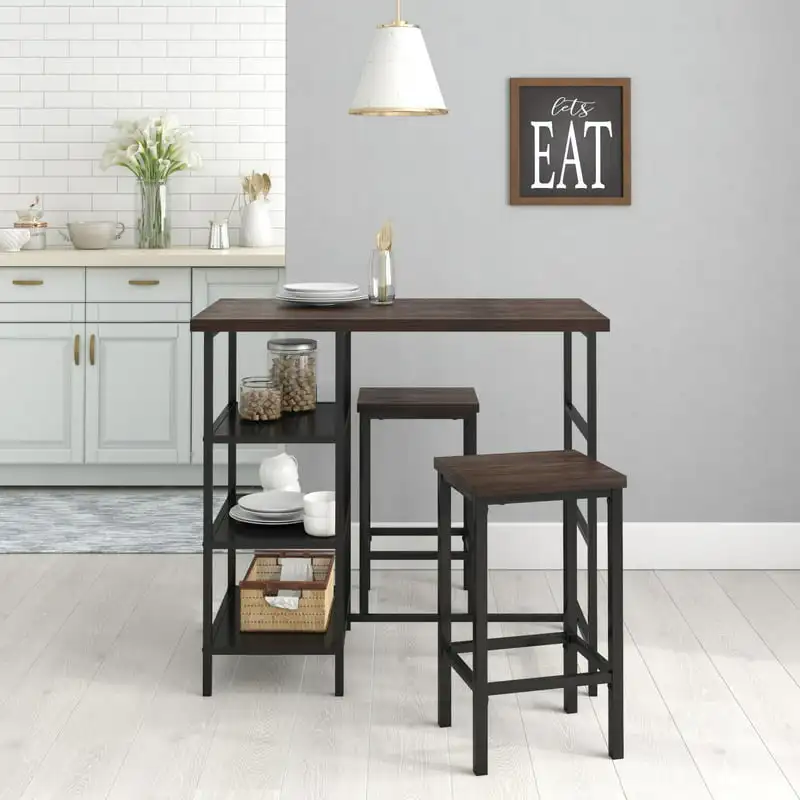 

Piece Dining Pub Set Counter Height with Backless Barstools, Espresso