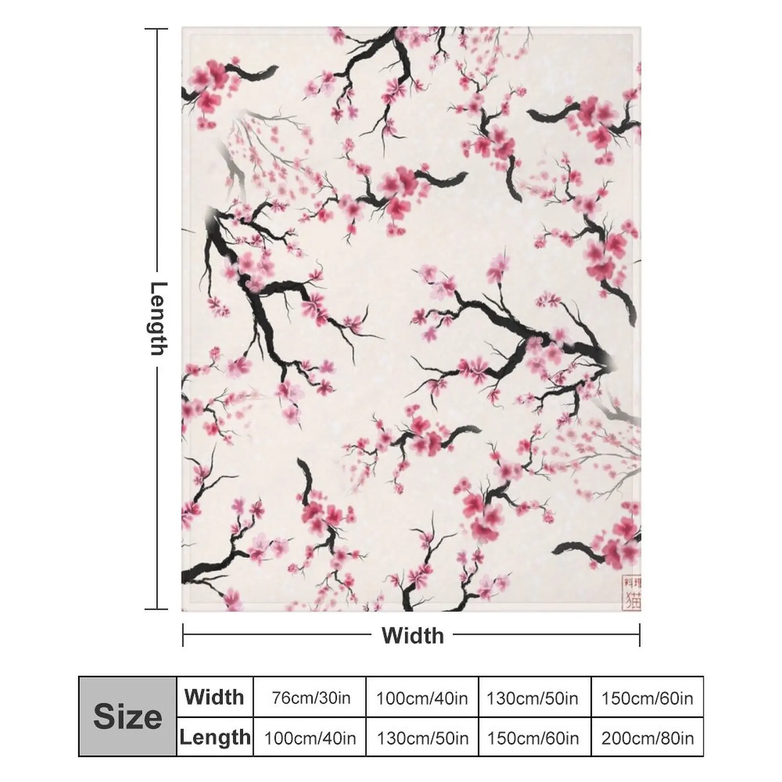 Акварель sumie hanami сакура вишневый узор пледы свободные тонкие покрывала одеяла