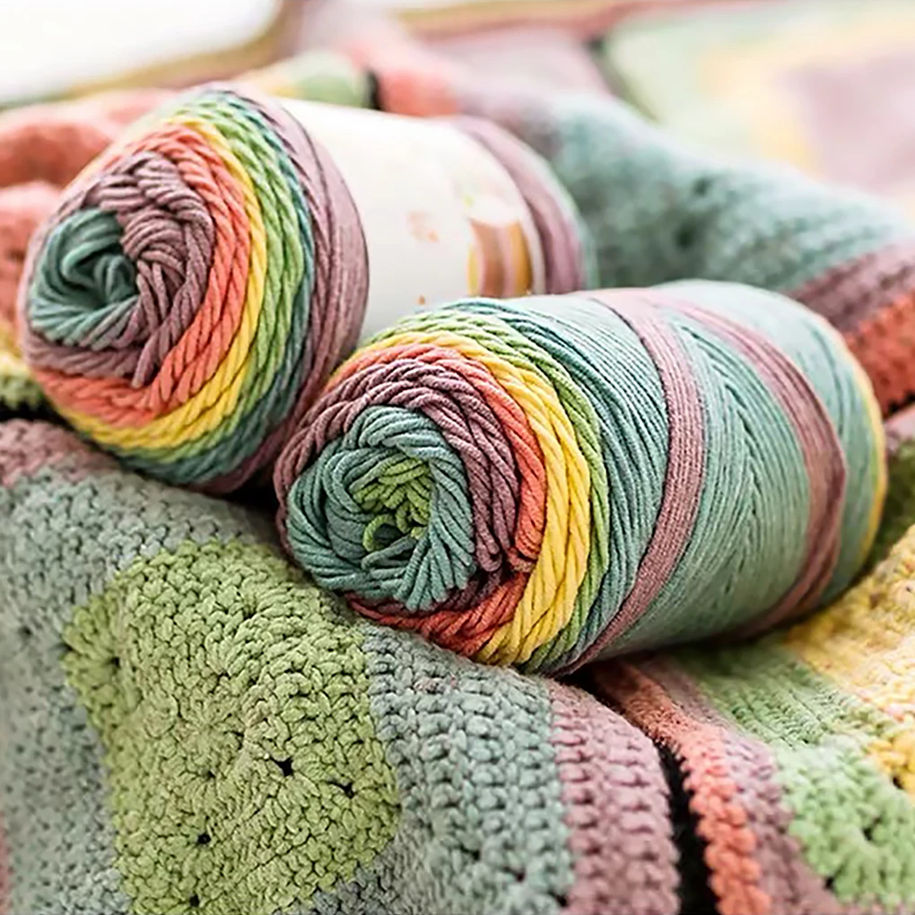 

193M Rainbow Segment dyed yarn 5 Strand wool Yarn Sweater Scar DIY Handmade knitted Hat Scarf Sofa Cushion Cake Yarn