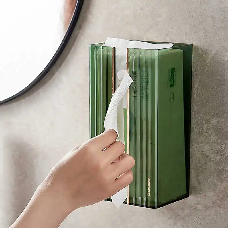 

Face Towel Storage Box Multifunction Kitchen Transparent Wall Hanging Tissue Box Waterproof Kitchen Upside down Box Drawer Box
