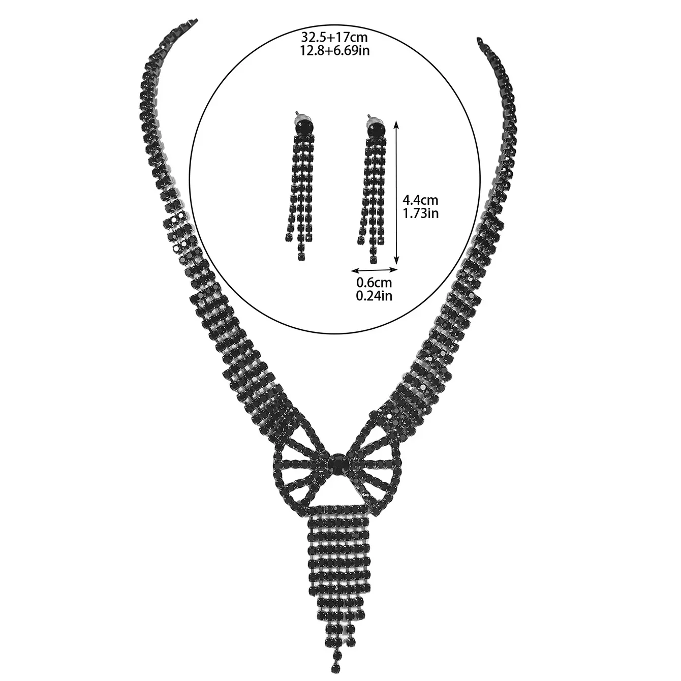 Черное ожерелье серьги комплект со стразами с кисточками ювелирных изделий для