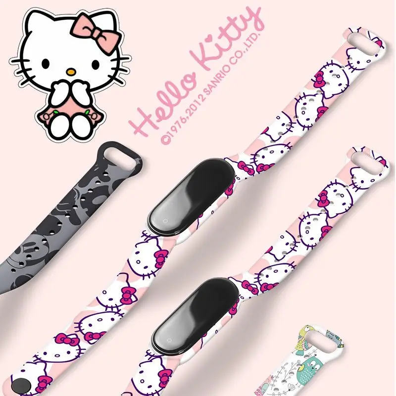 

Sanrioed Hello Kittys Strap for Xiaomi Mi Band 6 Bracelet Sport Silicone Watch Cartoon Wristband Mi Band 3 4 5 Strap Accessories