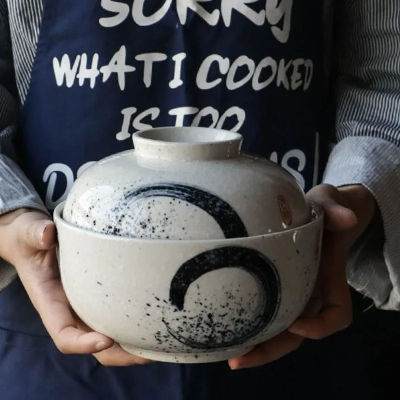 

6.5 Inch Japanese Style Ceramic Ramen Bowl Instant Noodles Bowl Soup Bowl With Lid Household Bowl