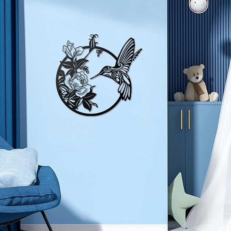 Металлический Настенный декор в виде Луны и бабочки стиле бохо с цветами для дома