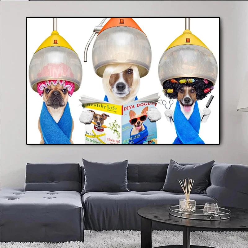 

Dogs Hairdresser Reading MagazineFull Diamond Painting Cross Stitch Kits Art High Quality Scenic 3D Diamonds