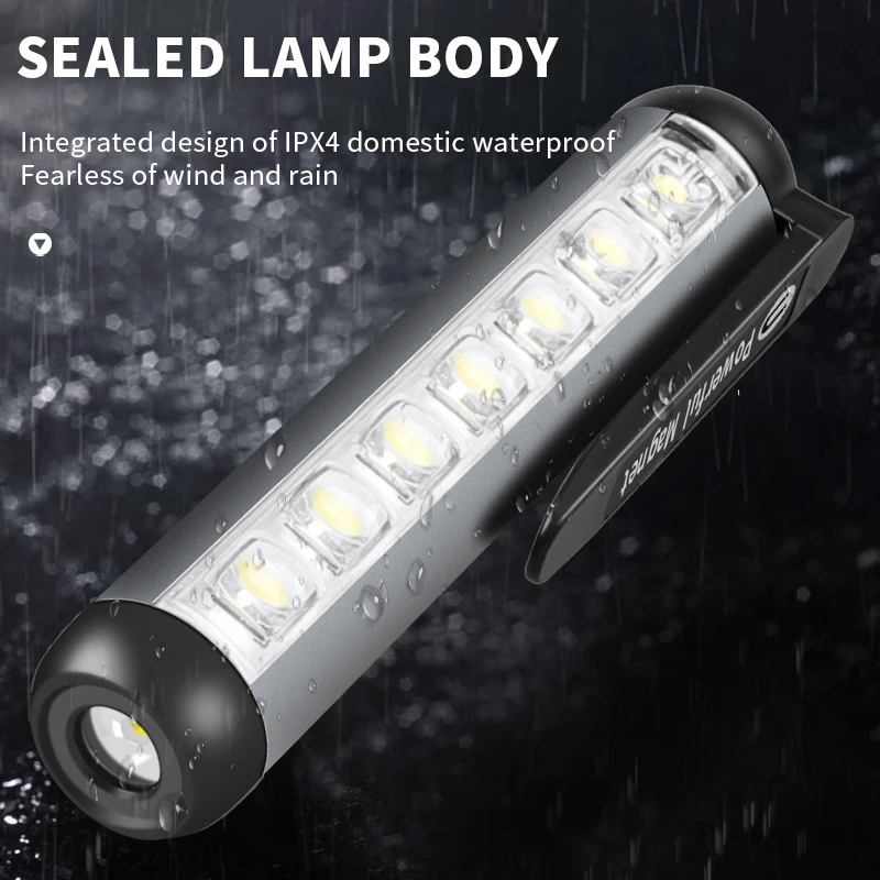 

LED Flashlight 14500 Battery Rechargeable Flashlights Magnet Work Light COB Torches Outdoor Camping Emergency Light Waterproof