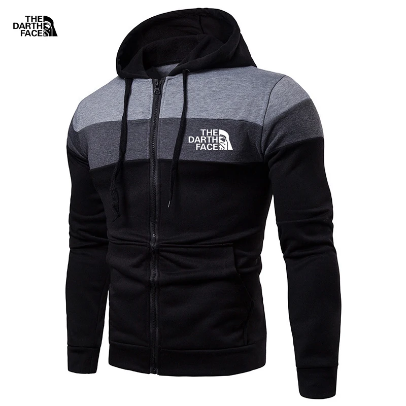 Spring and autumn fleece thermal zipper hooded sweatshirt men's casual three-panel zipper hoodie sweater men's brand coat