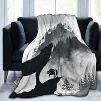 3d wolf stereo print anime breathable super warm blanket sofa blanket warm wool quilt cover childe genshin blanket flannel