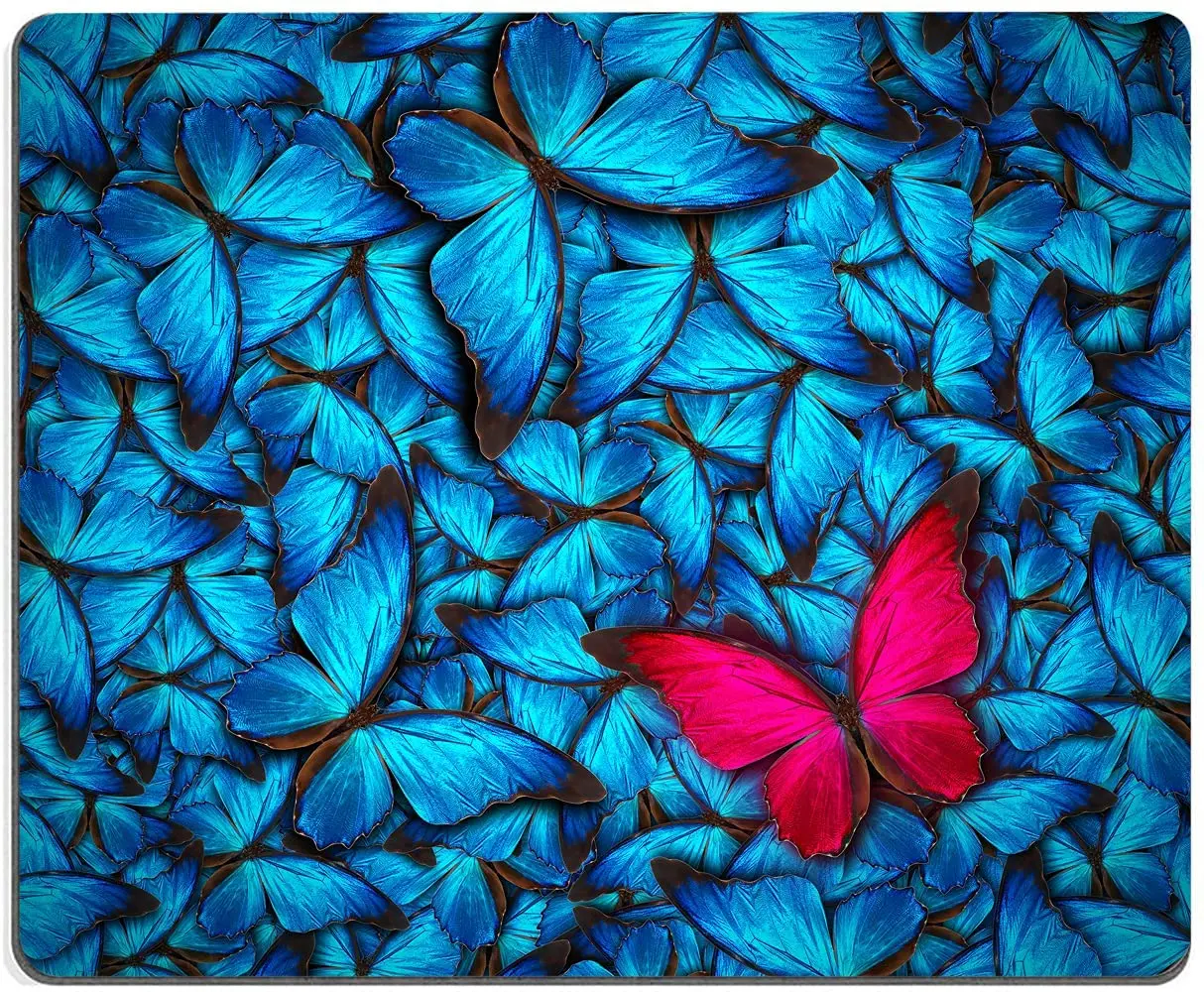 

Blue Butterflies Background Mouse Pad Waterproof Mousepad Rectangle Mouse Pads with Designs Non-Slip Rubber Smooth MousePads