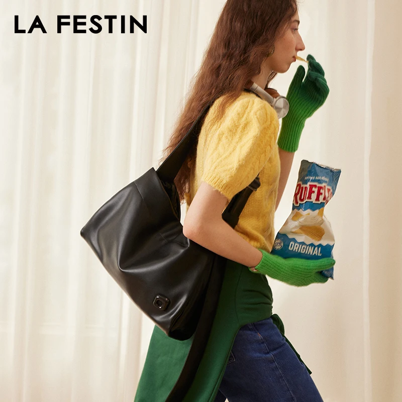 LA FESTIN  Big bag 2023 new large-capacity armpit messenger bag ladies texture niche commuter tote bag