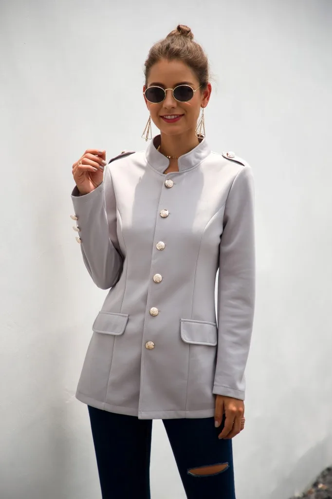 

2022 Spring Women's Long Sleeve Slim Button Blazer Coats