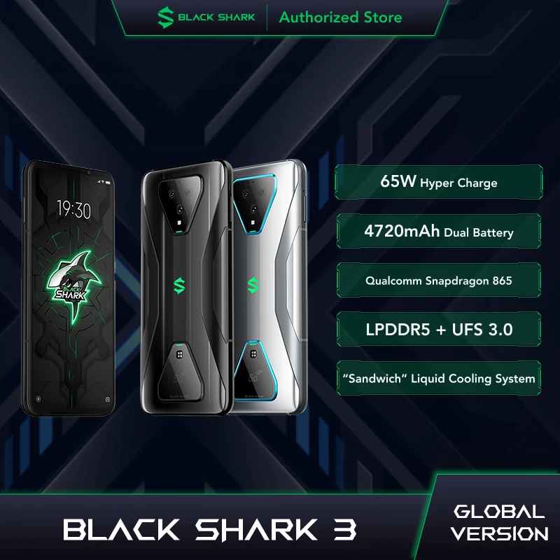 

Оригинальный/Оригинальный игровой смартфон Black Shark 3, 12 Гб, 6,67 дюйма, Snapdragon 865, 64 мп, 65 Вт