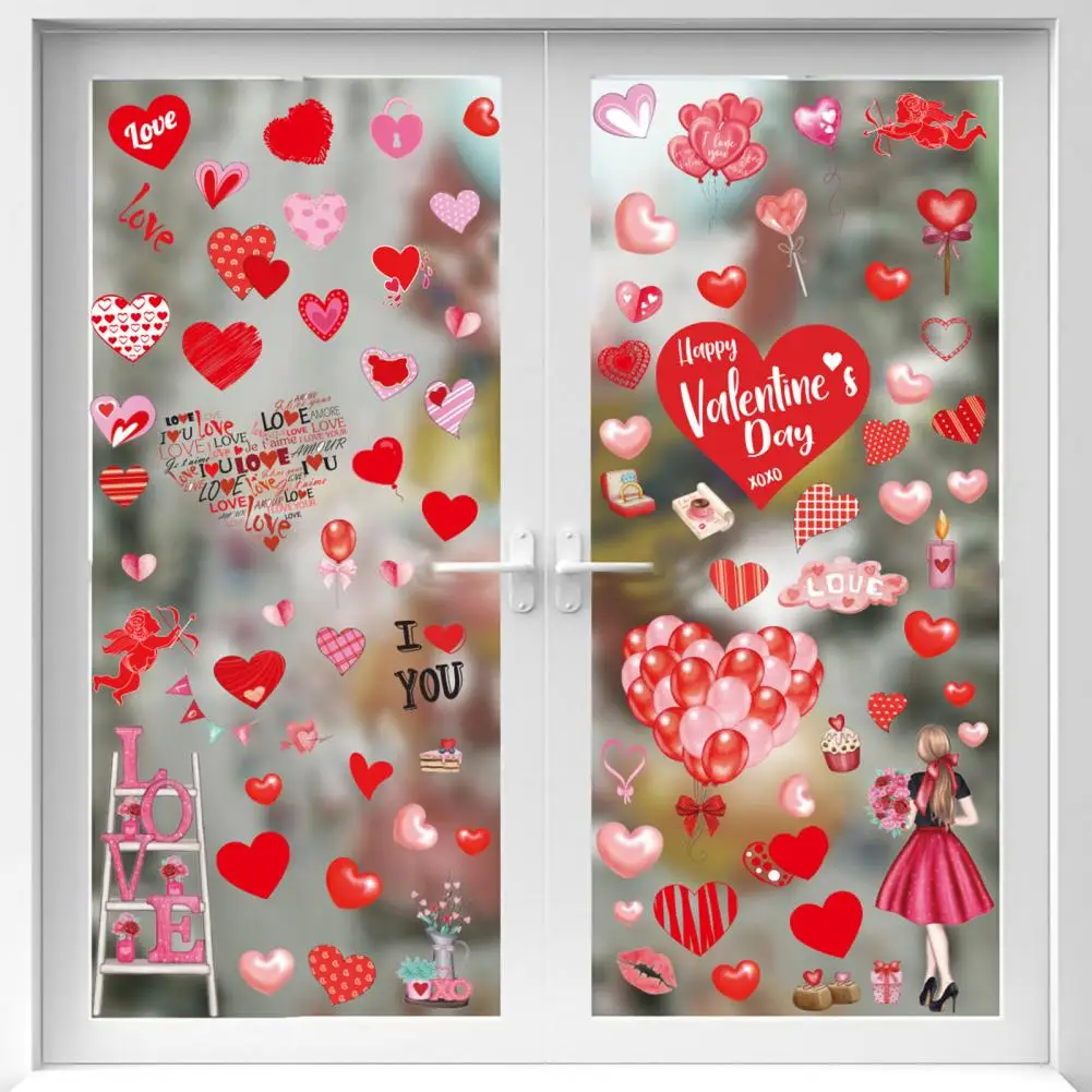 7-листые наклейки на стену ко Дню святого Валентина тематический узор любви