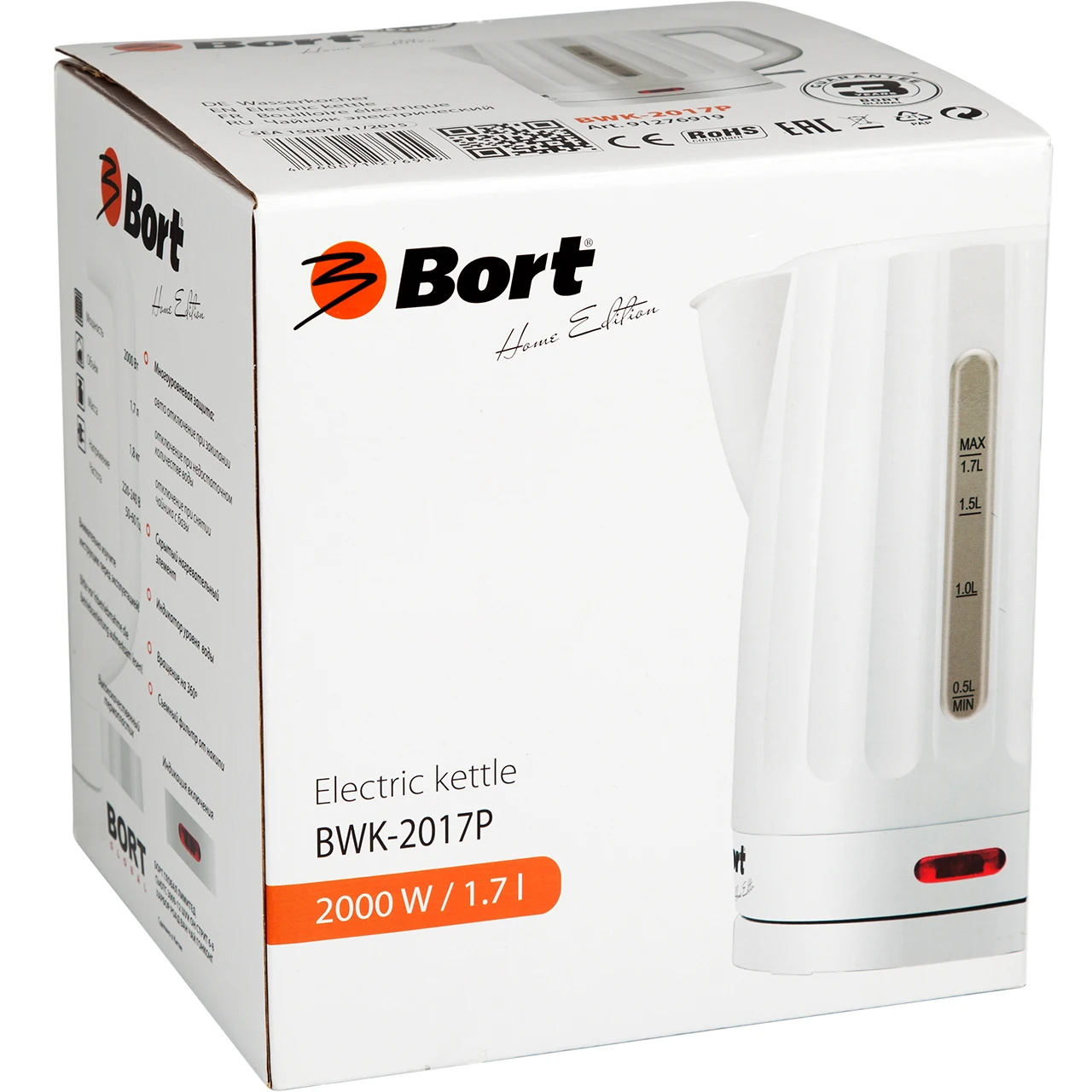 Чайник электрический Bort BWK-2017P (индикация сети объем 1.7л. защита от перегрева) |