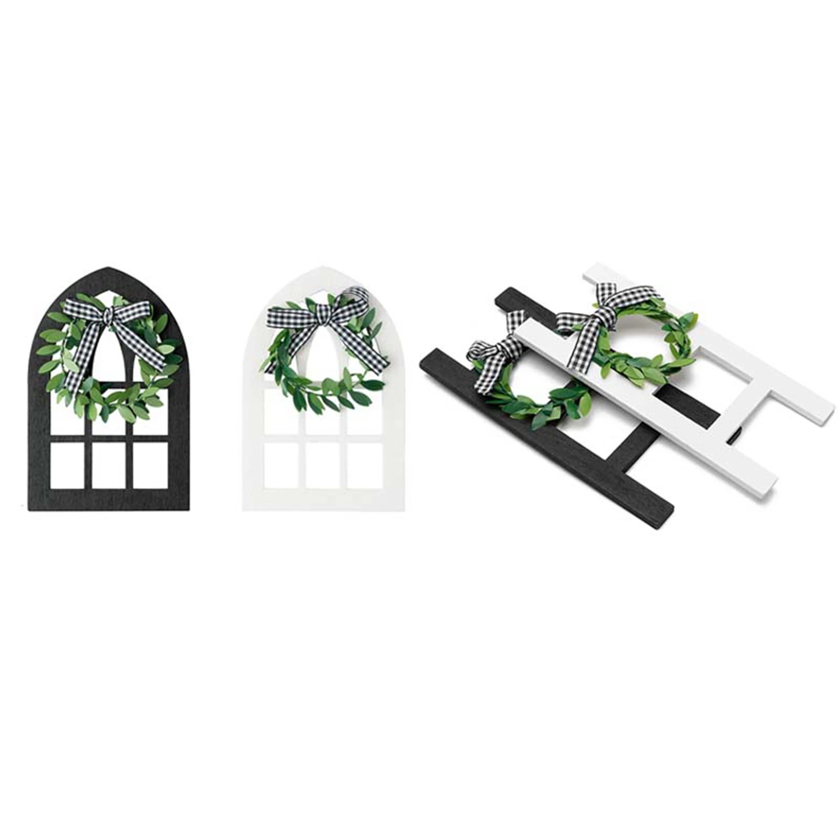 

Деревянный поднос для окна фермерского дома 2 шт. и деревянный поднос для лестницы 2 шт. декоративная рама черно-белая клетчатая фермерская л...