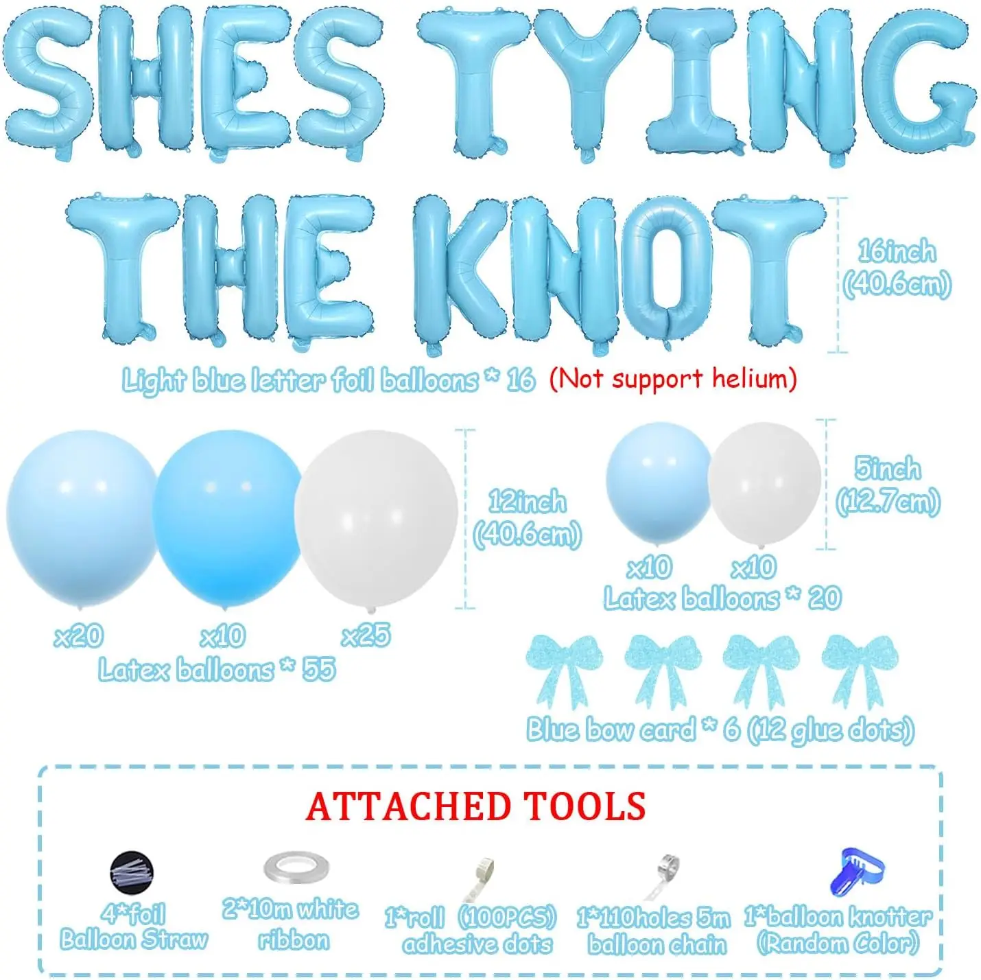 Kreat4joy 98 шт. синий бант девичник гирлянда арочный комплект она завязывание узел