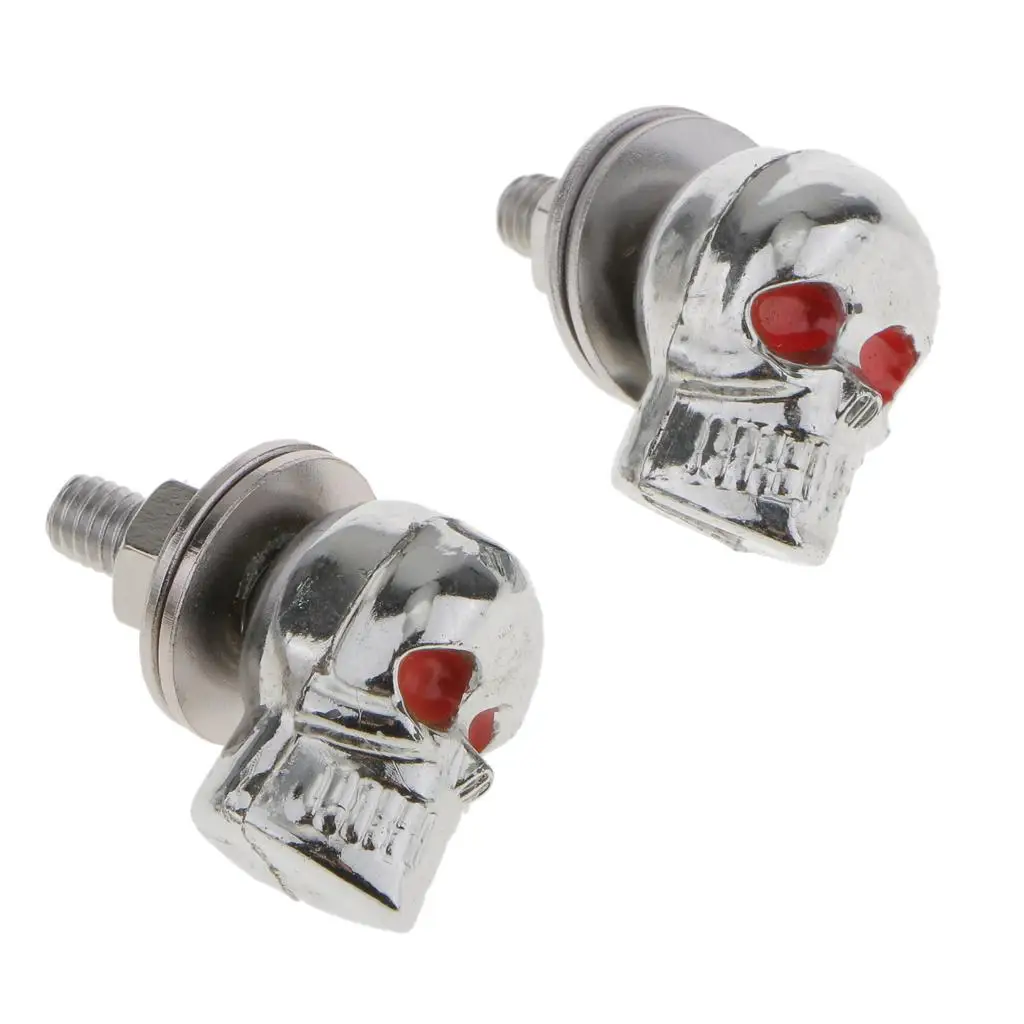 

Pair Motorcycle Skull License Bolts Screw Fastener - Silver