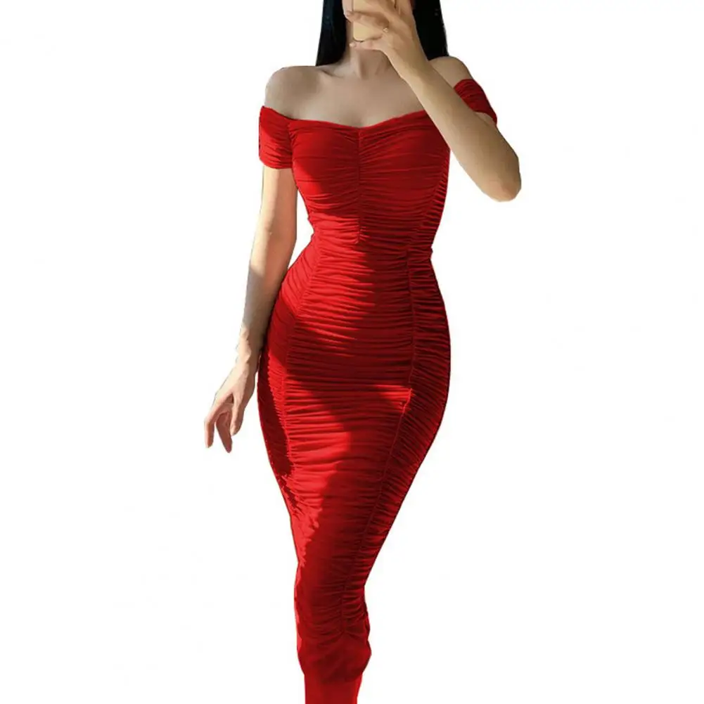 

Популярное женское платье, удобное пикантное платье с запахом на бедрах, пикантное платье без бретелек с рюшами, платье-миди