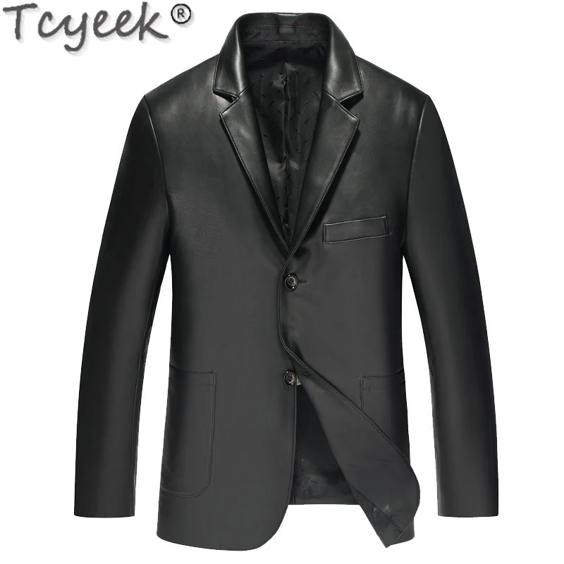 Tcyeek мужские куртки из натуральной кожи повседневная кожаная куртка пальто