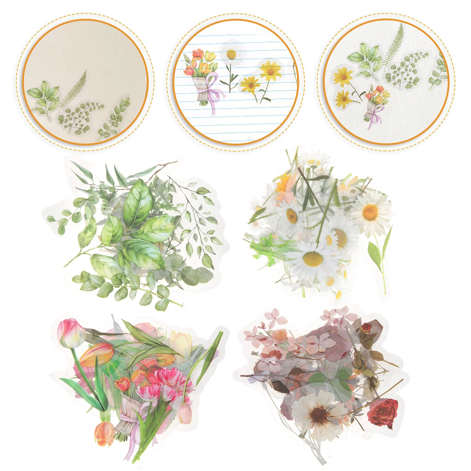 

160 Pcs Pet Stickers DIY Diary Flower Series Scrapbooking Applique Floral Vintage Pretty