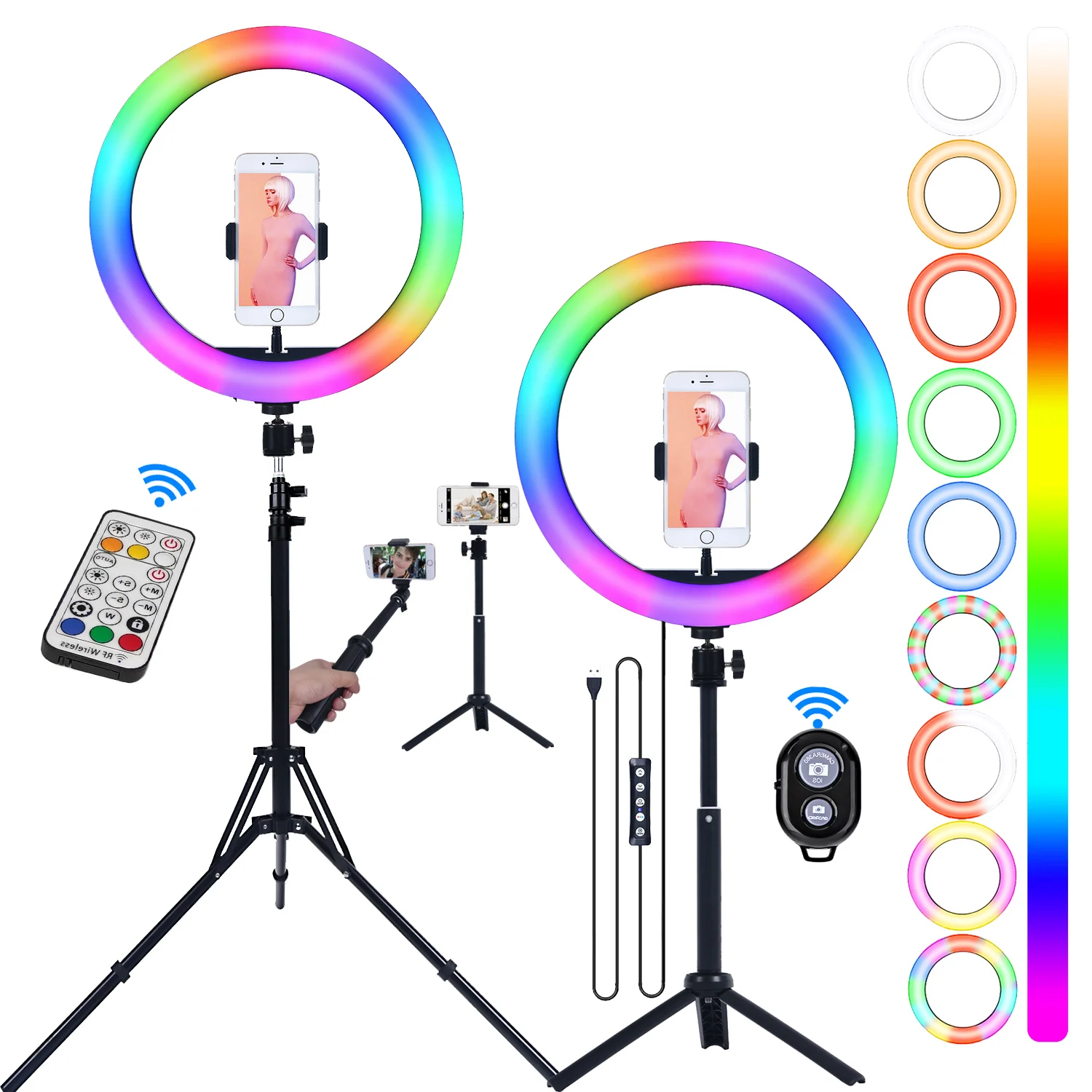 

fosoto 10 Inch 13inch RGB Selfie Ring Light Led Photography Lamp Ringlight With Tripod Stand for Makeup Youtube Live Aro De Luz