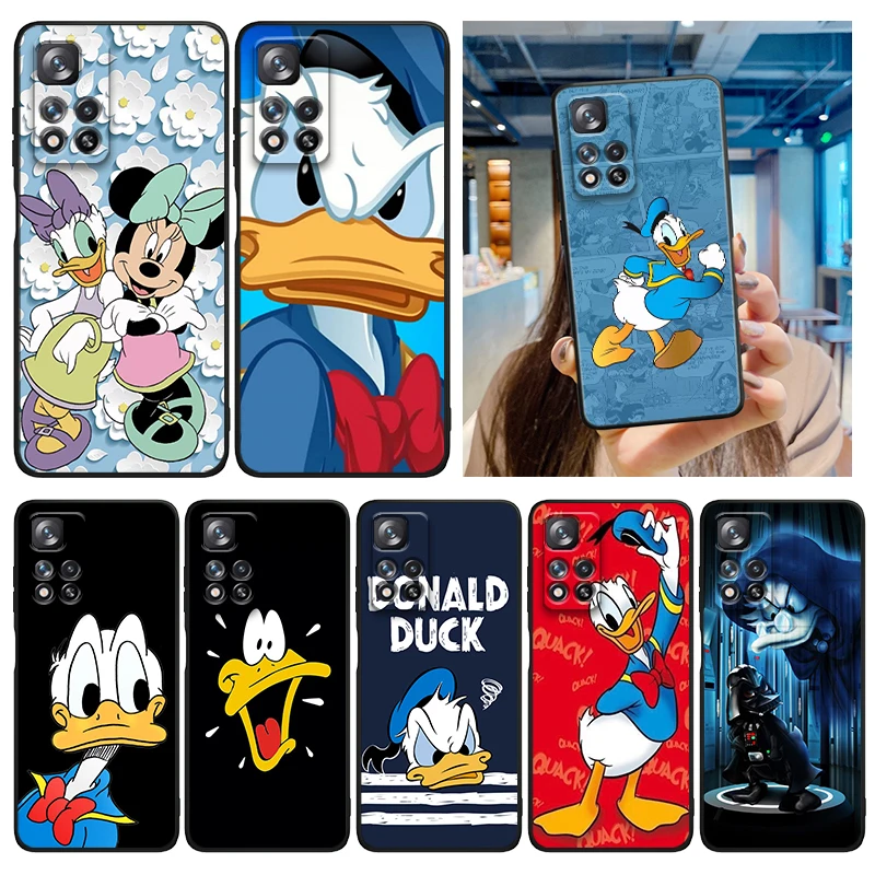 

Cartoon Donald Duck Art Phone Case For Xiaomi Redmi Note 12 11E 11S 11 11T 10 10S 9 9T 9S 8 8T Pro Plus 5G Soft Black Cover