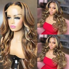 Выделите парик парик фронта шнурка ombre светлые парики человеческих волос для женщин предварительно выщипанные Remy 13x4 парики фронта шнурка каштановые цветные волосы