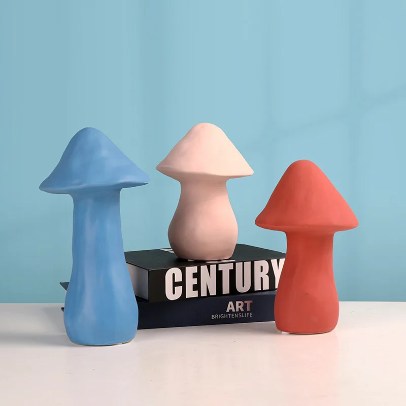 Домашнее украшение, керамические фигурки грибов для гостиной, керамические статуи ручной работы, украшение для офисного стола, искусство, праздники