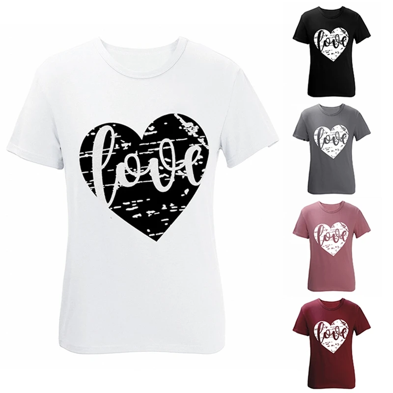 

ASDS-Women's Casual Valentine's Day Love Retro Printed T-Shirt Short Sleeve Top
