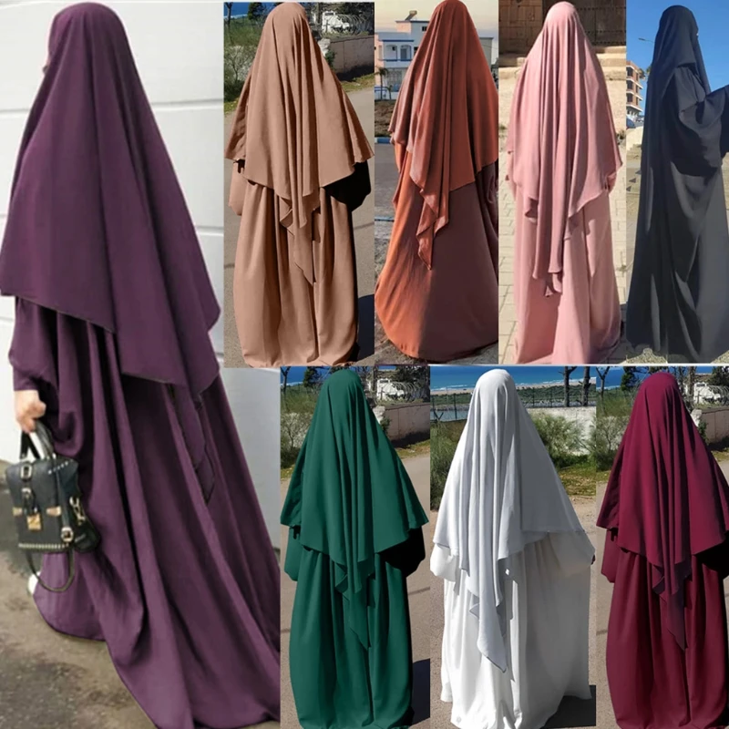 

Eid Prayer Garment Long Khimar Islamic Women Hijab Sleeveless Tops Abaya Jilbab Ramadan Abayas Muslim Arab Niqab Hijab
