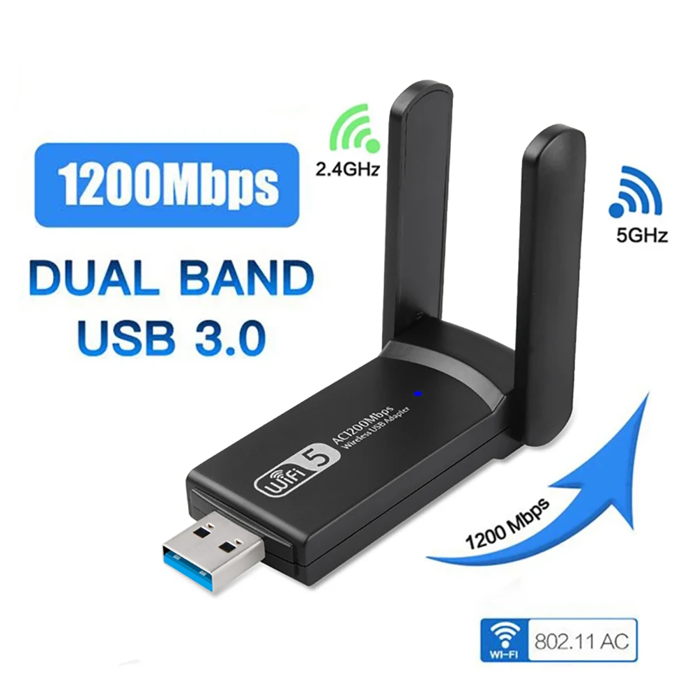 

USB 3,0 1200 Мбит/с USB Wifi беспроводной адаптер Сетевая карта AP Wifi ключ USB LAN Ethernet двухдиапазонный 2,4G 5,8G для ПК ноутбука Win10