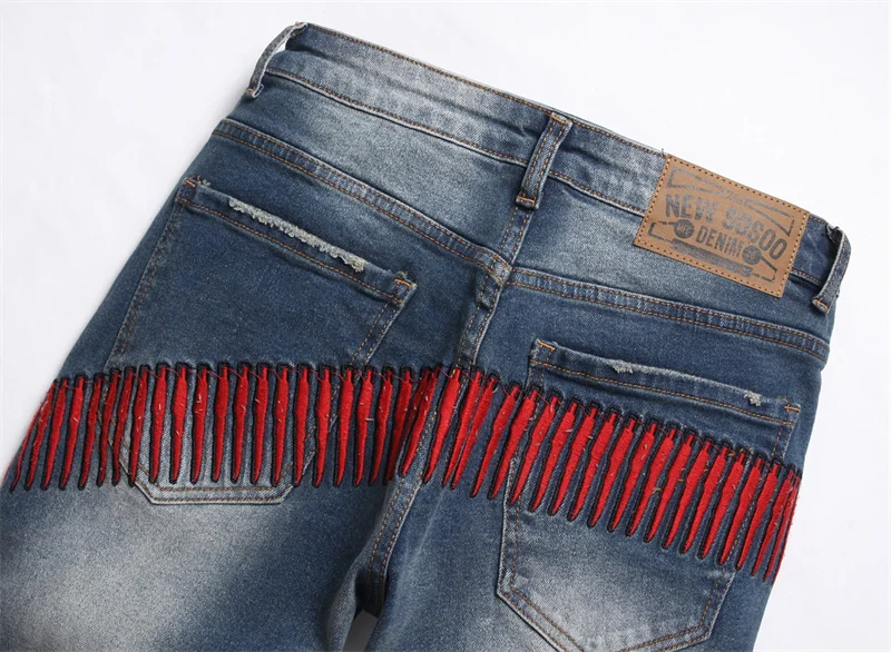 Men's Jeans Retro Slim Fit Denim Pants Bicycle Stretch High Quality Men's Straight Tube Casual Designer Brand Street Apparel