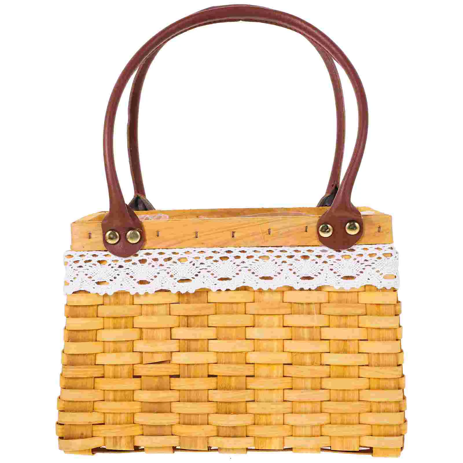 

Hand Woven Basket Large Capacity Woven Vegetable Basket Portable Household Basket
