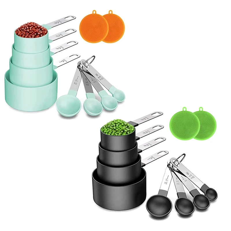 

Measuring Cups And Spoons Set, 8 Piece Stackable Stainless Steel Handle Accurate Tablespoon For Measuring Dry