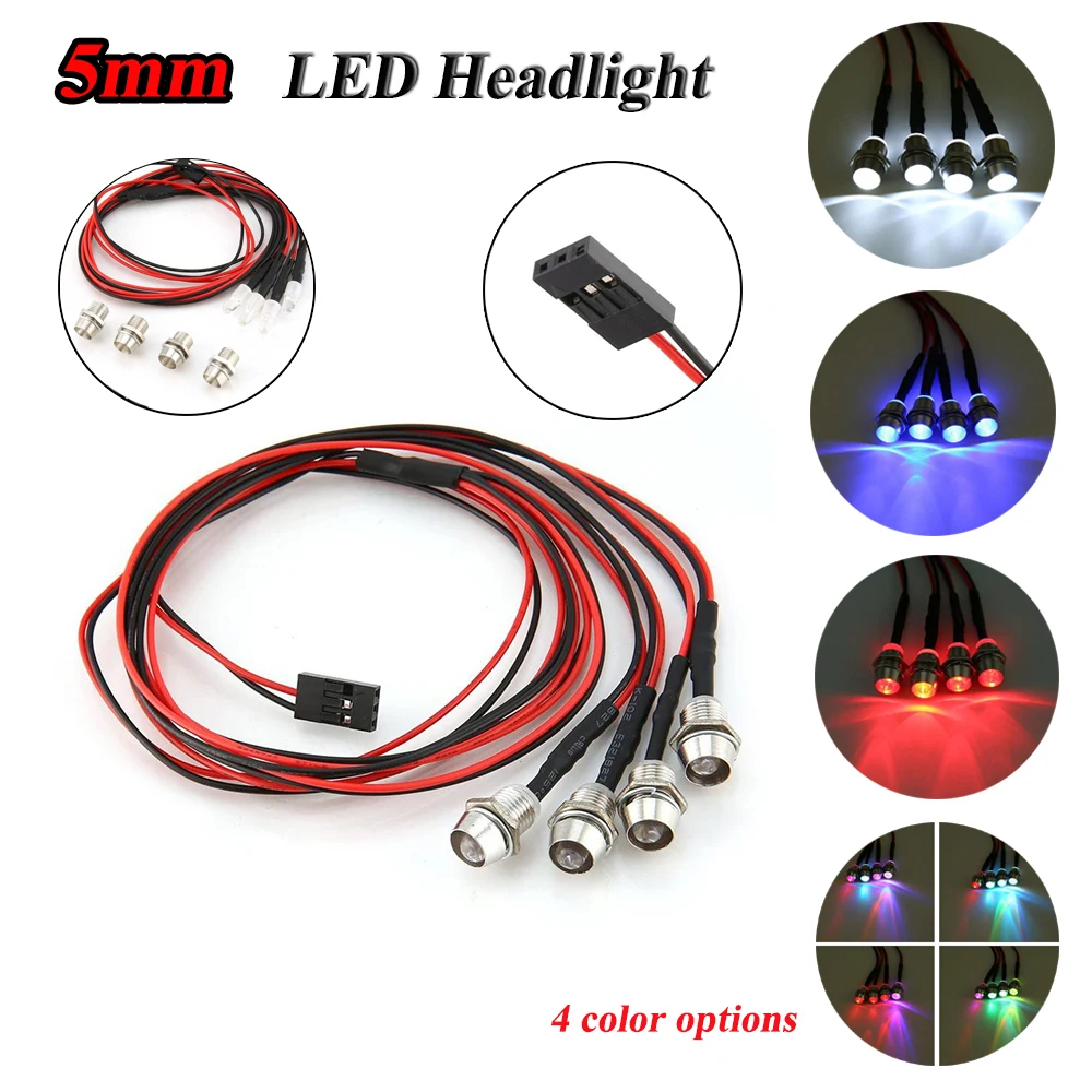 Фары головного света 5 мм 4 шт. белые/синие/красные/красочные светодиодная лампа