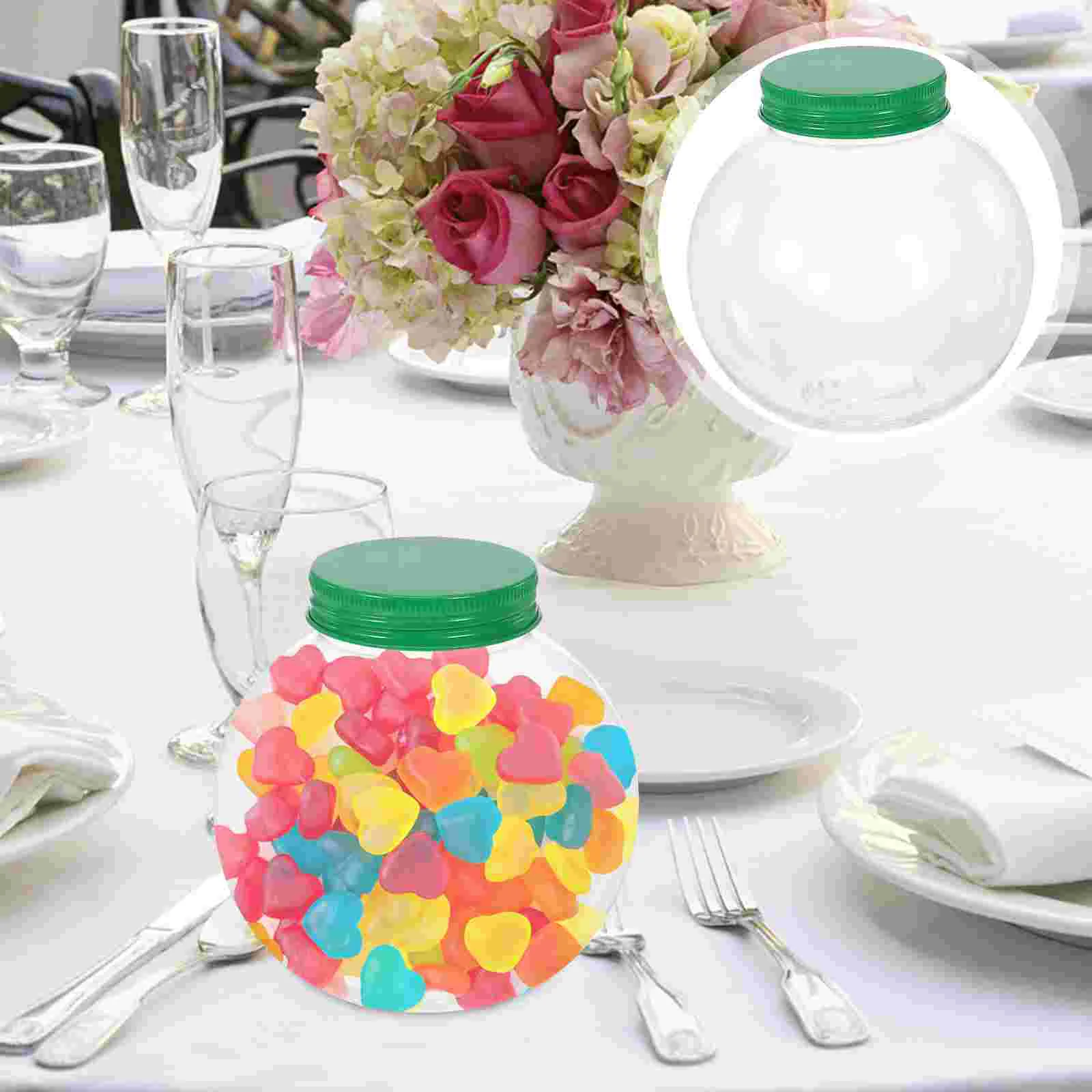 

5 Pcs Container Lid Christmas Candy Jar Juice Bottles Drinks Storage Spherical Plastic Treats