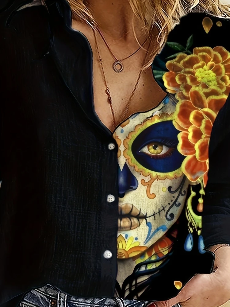 Женская свободная уличная повседневная рубашка на пуговицах с длинными рукавами